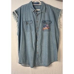 VINTAGE US Bike Week Myrtle Beach 2007 Cutoff Sleeves Jean Shirt XL Harley K1183